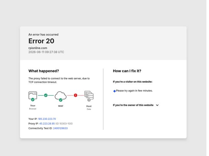 The website screenshot for http://rpionline.com