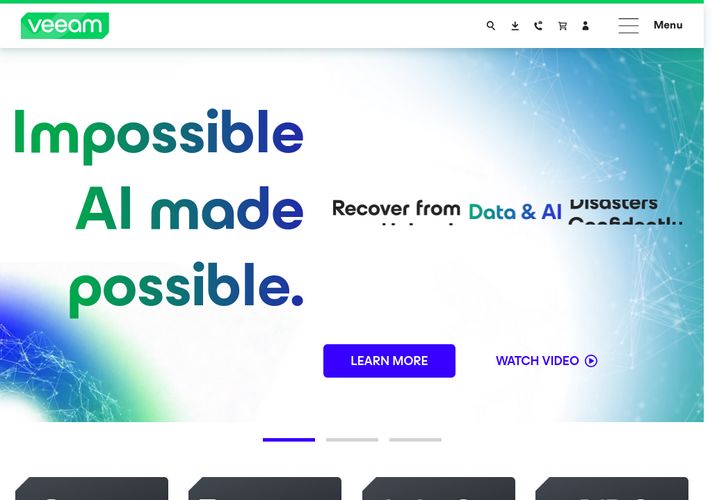 The website screenshot for http://veeam.com