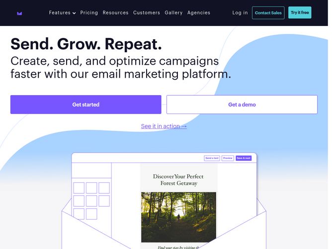 The website screenshot for https://www.campaignmonitor.com