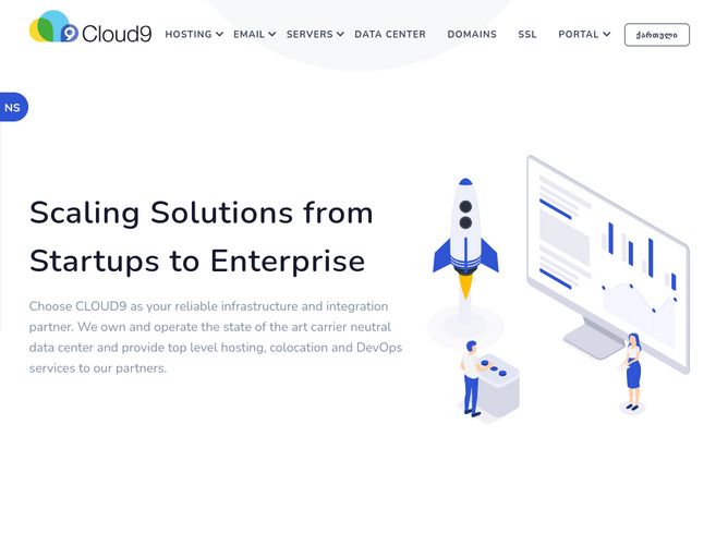 The website screenshot for https://www.cloud9.ge/