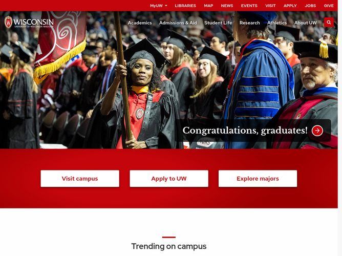 The website screenshot for http://www.wisc.edu