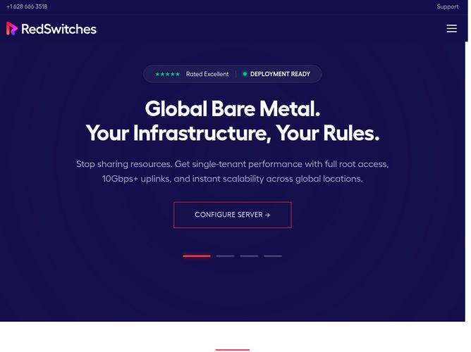The website screenshot for http://redswitches.com