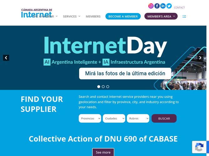 The website screenshot for http://www.cabase.org.ar