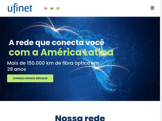 The website screenshot for https://www.ufinet.com/pt-br/