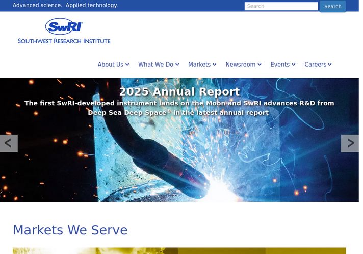 The website screenshot for http://swri.org