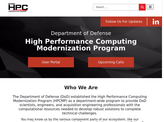 The website screenshot for https://www.hpc.mil/