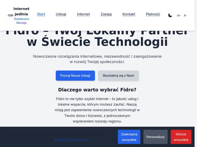 The website screenshot for http://fidro.pl