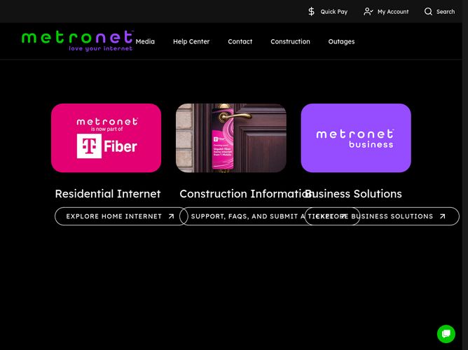 The website screenshot for https://www.metronet.com/