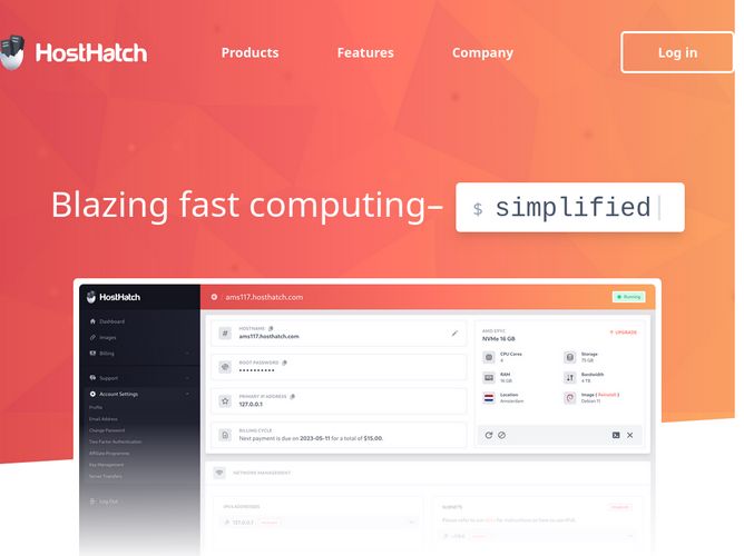 The website screenshot for http://hosthatch.com