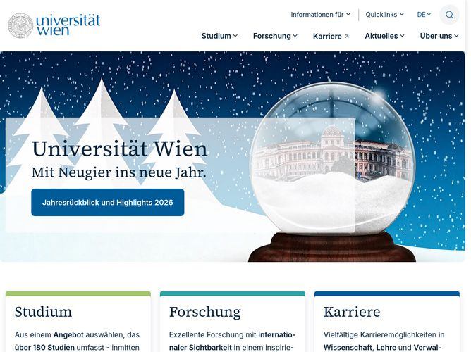 The website screenshot for https://univie.ac.at