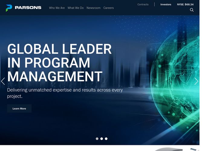 The website screenshot for http://parsons.com