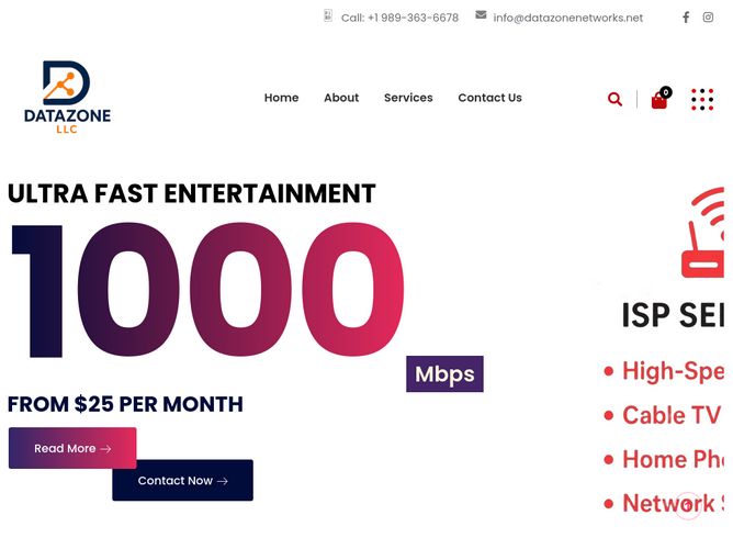 The website screenshot for https://datazonenetworks.net