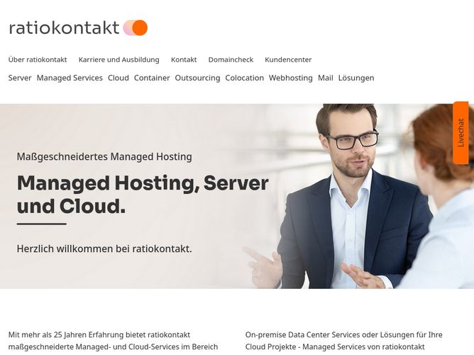 The website screenshot for http://www.ratiokontakt.de