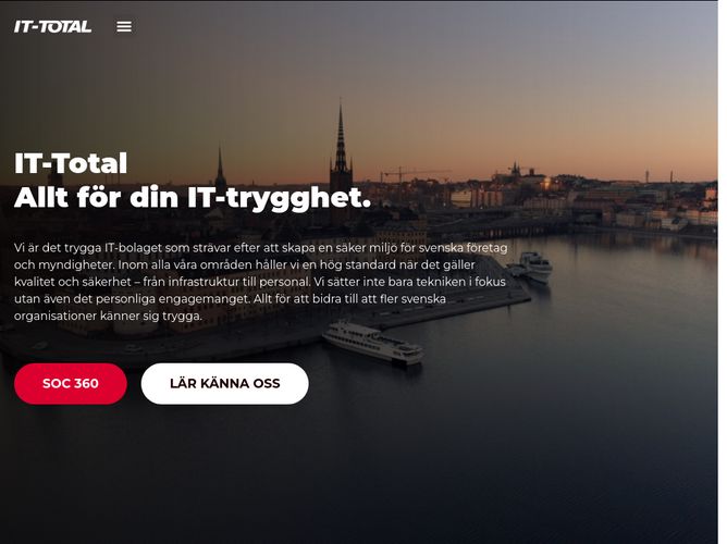 The website screenshot for https://www.it-total.se