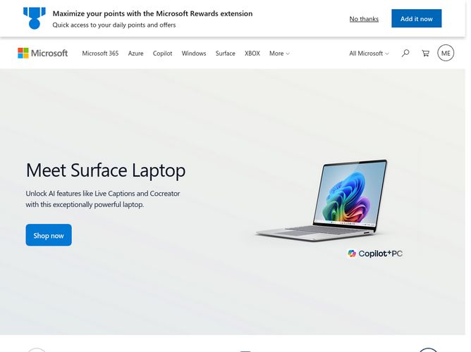 The website screenshot for http://www.microsoft.com
