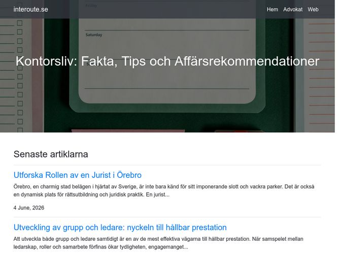 The website screenshot for http://www.interoute.se