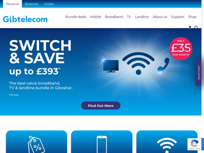 The website screenshot for http://www.gibtele.com