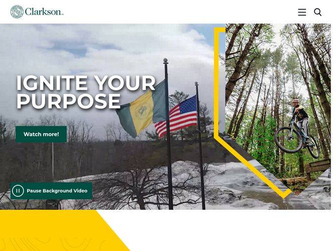 The website screenshot for http://clarkson.edu