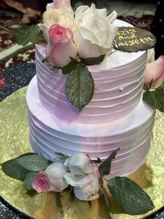 Two Tier White Floral Cake