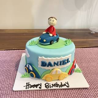 Cartoon Travel Car Fondant Sugar Sheet Cake