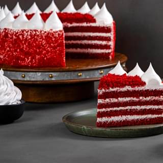 Sliced View of Red Velvet Cake