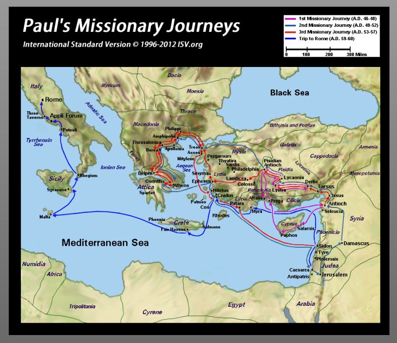 Printable Map Of Paul's Journeys Free