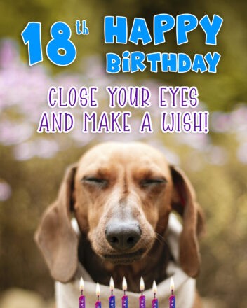 Free 18th Years Happy Birthday Image With Cute Dog - birthdayimg.com