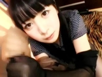 黒髪童顔 パンスト手コキ責め！藤原ひとみ