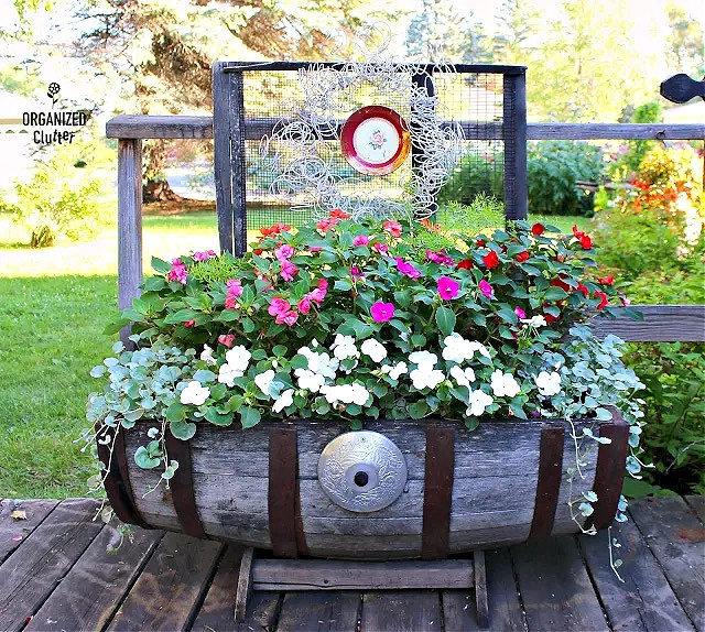 Junk Garden Whiskey Barrel Planter Ideas