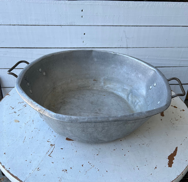 Vintage Aluminum Wash Basin Hanging Planter