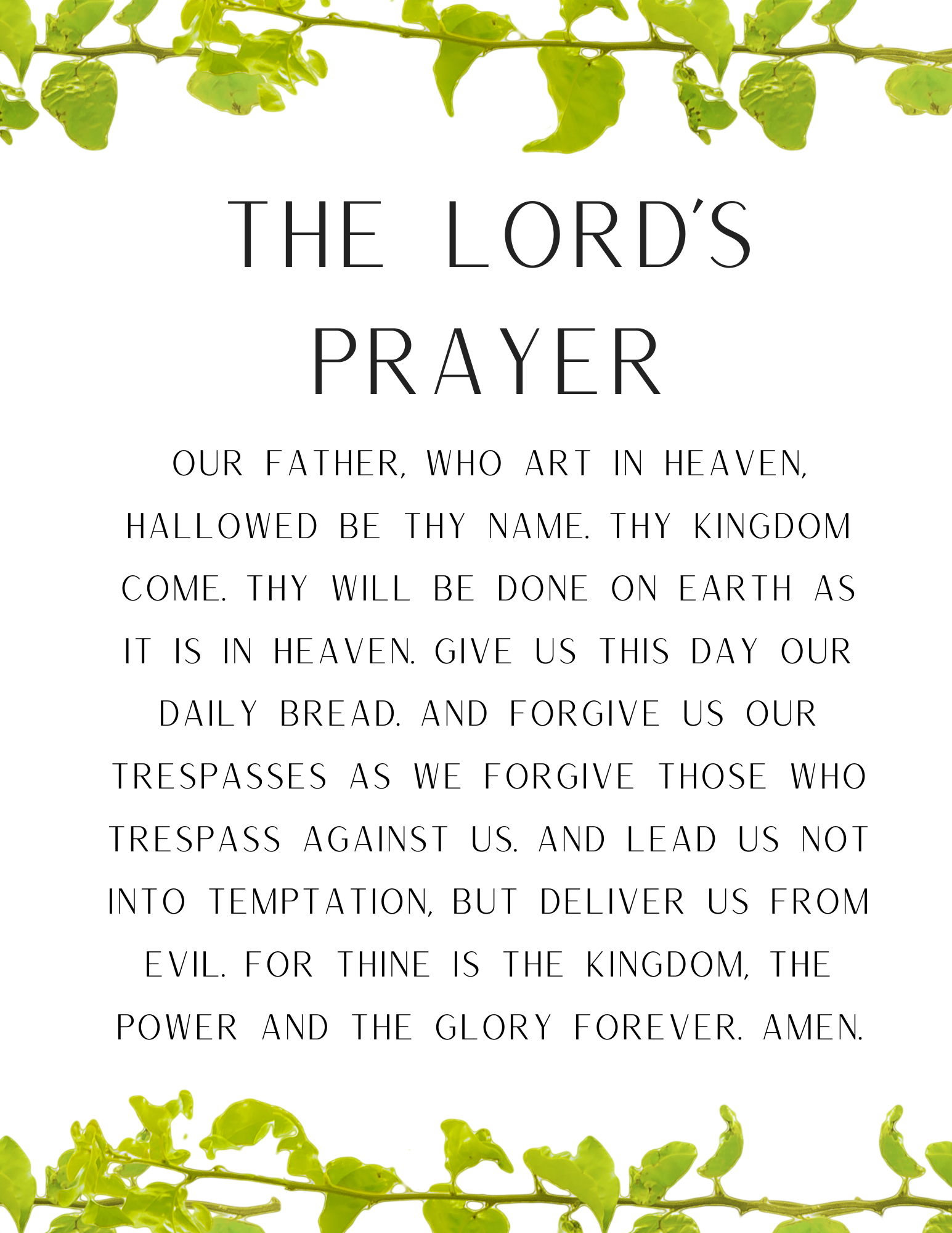 Free Printable The Lords Prayer