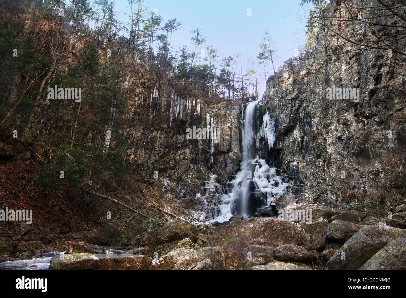 Deep forest waterfall Stock Photo