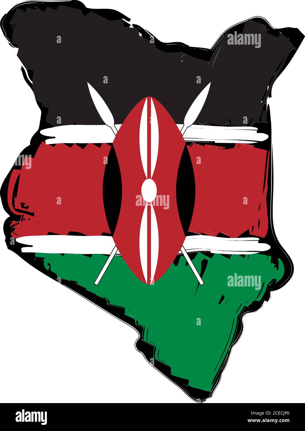 Kenya map flag Stock Vector