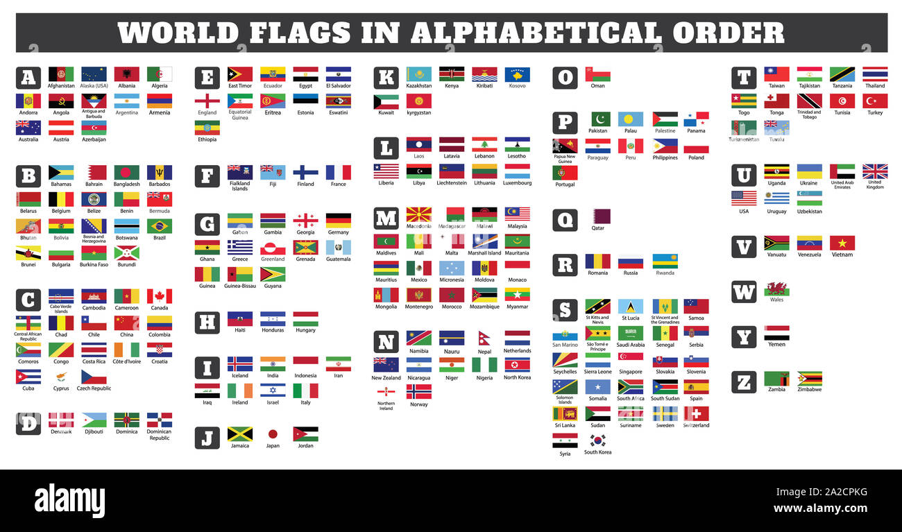 World flags in alphabetical order Stock Photo