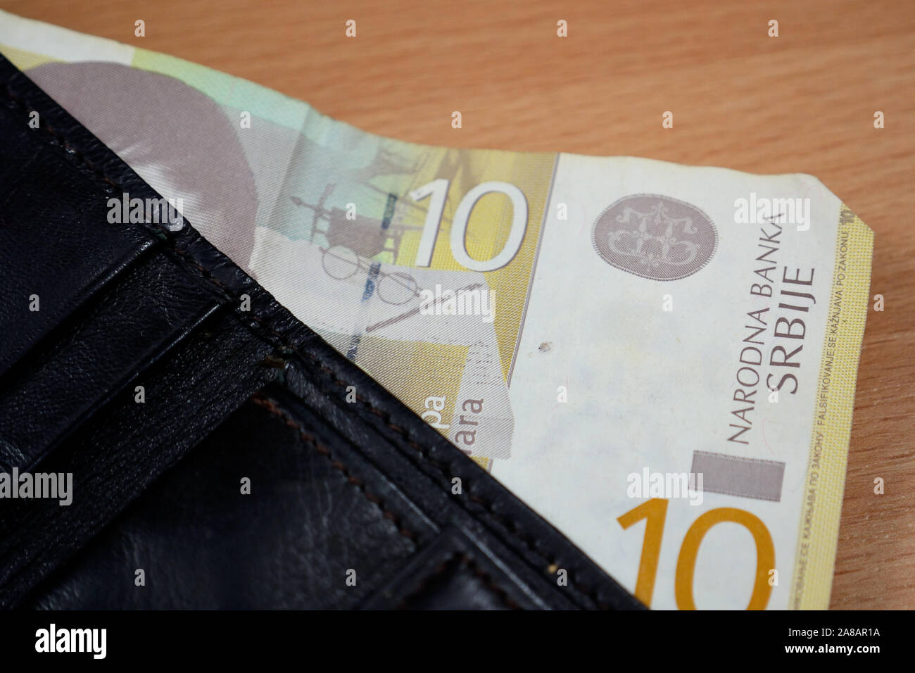 Wallet with Serbian money Stock Photo