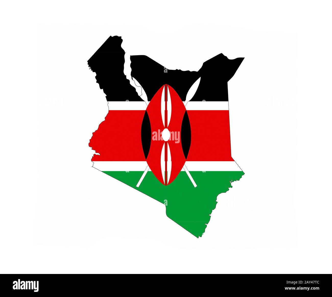 kenya flag map Stock Photo