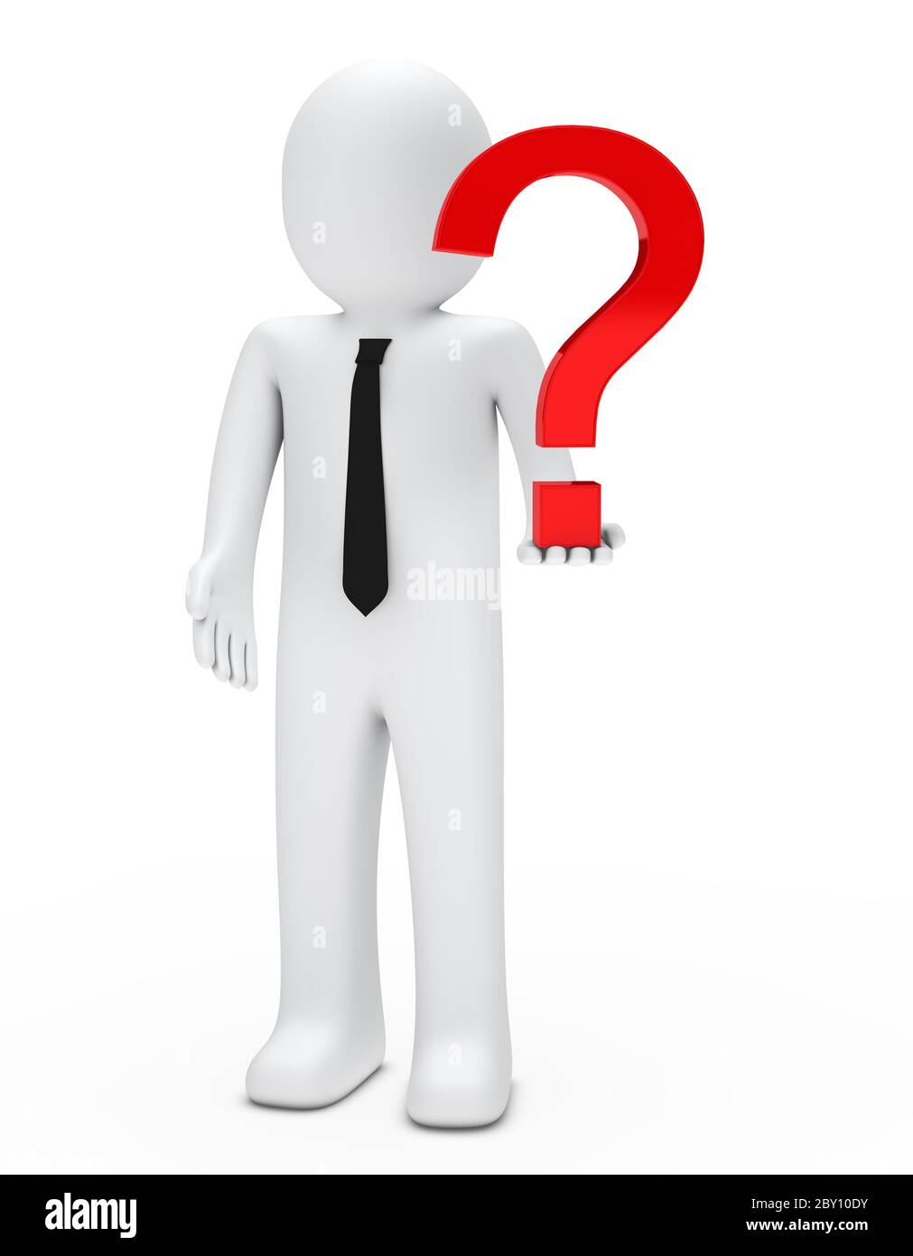 man hold question mark Stock Photo