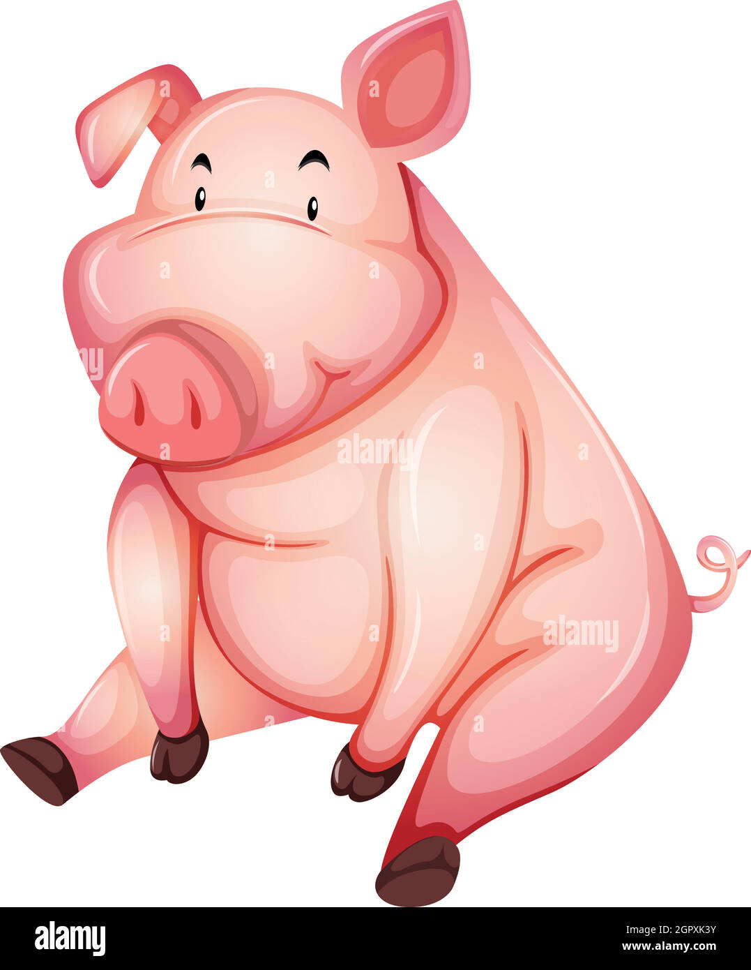 Fat pig sitting alone Stock Vector