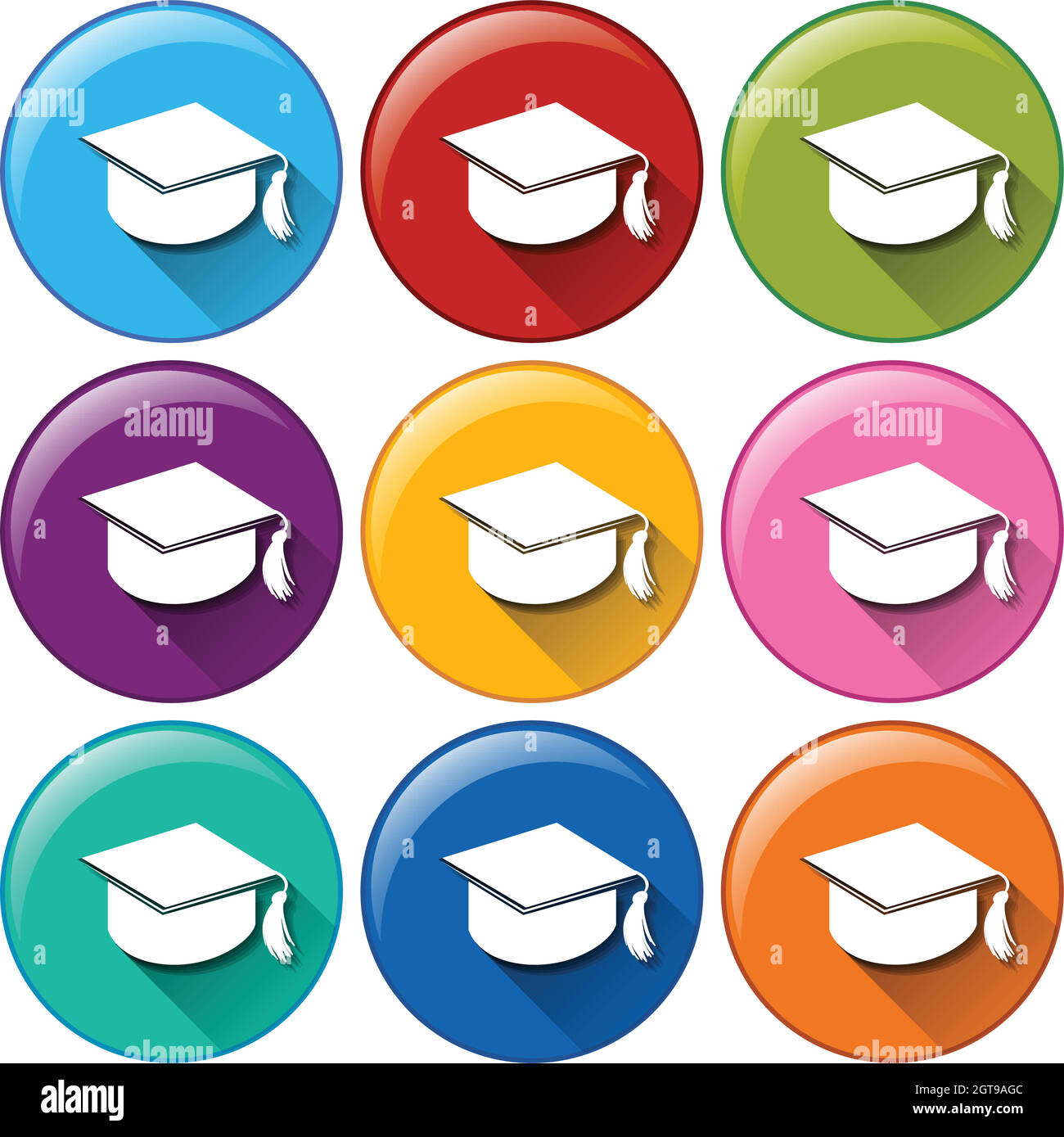 Graduation cap icons Stock Vector