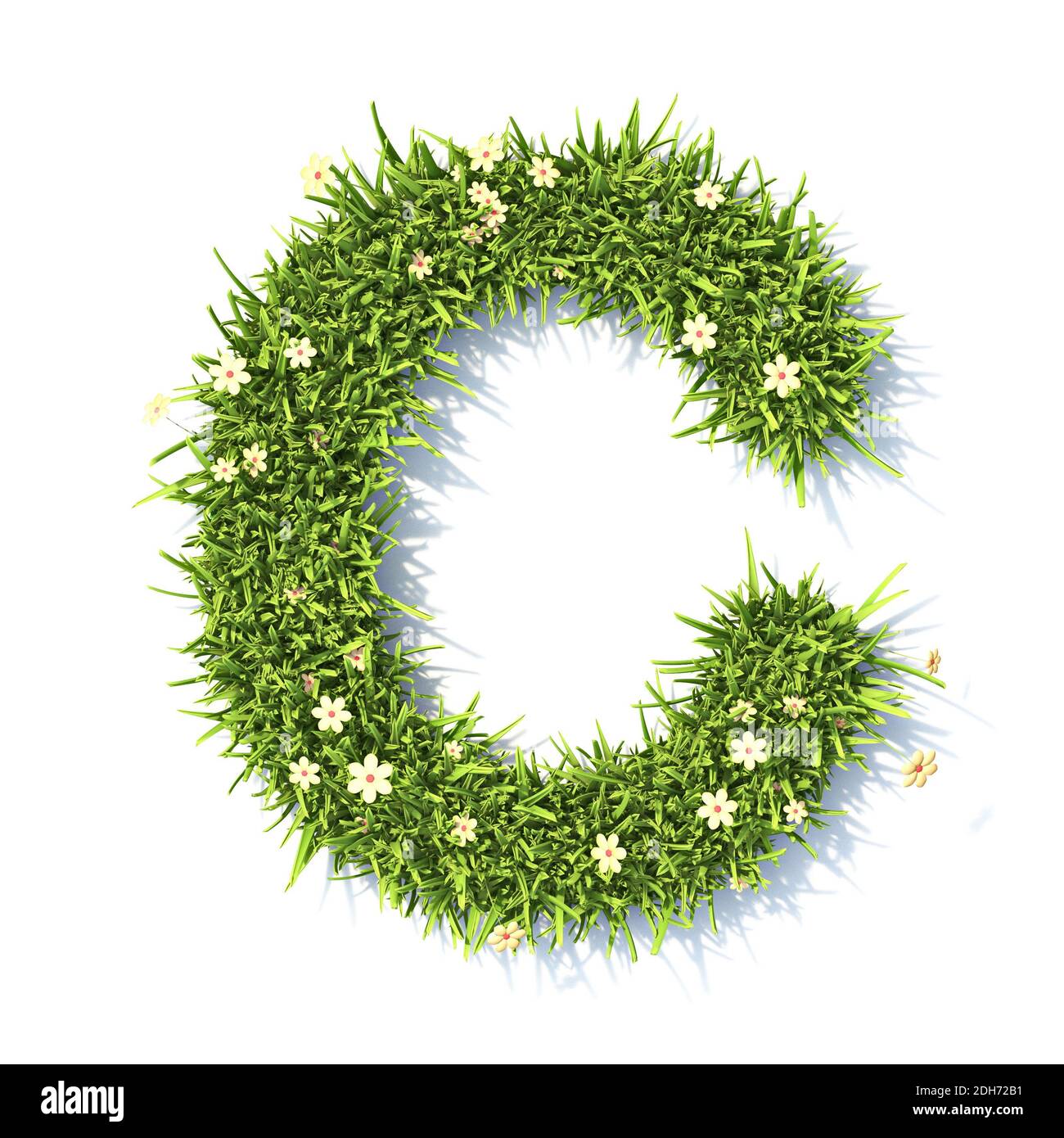 Grass font Letter C 3D Stock Photo