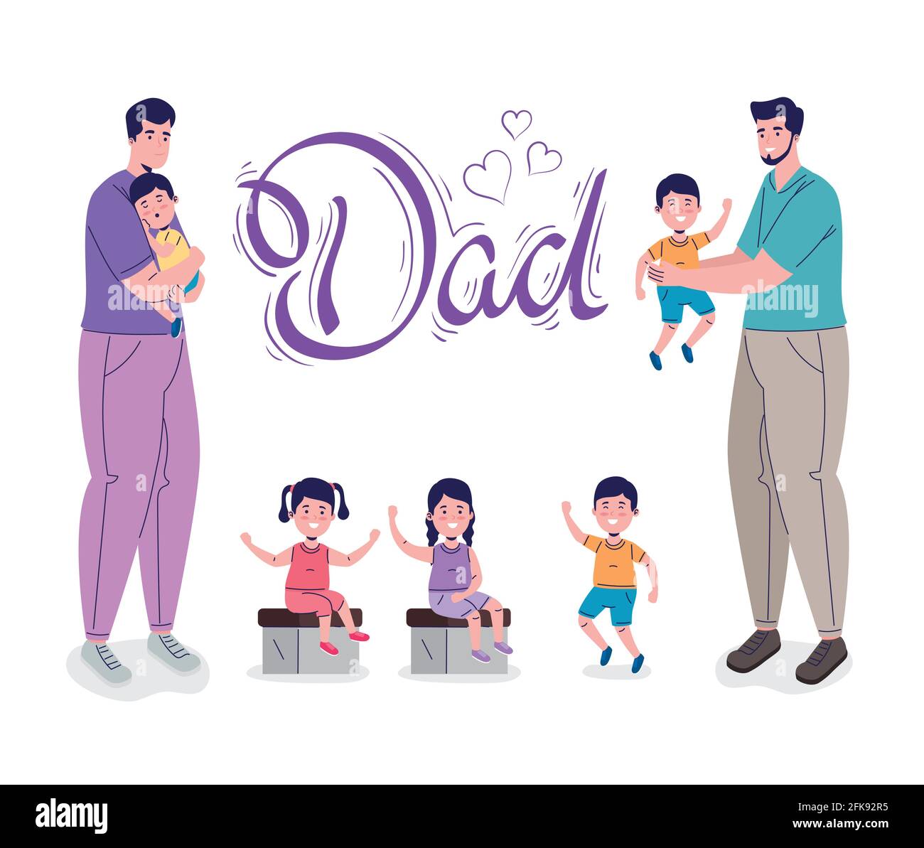 dads and kids Stock Vector