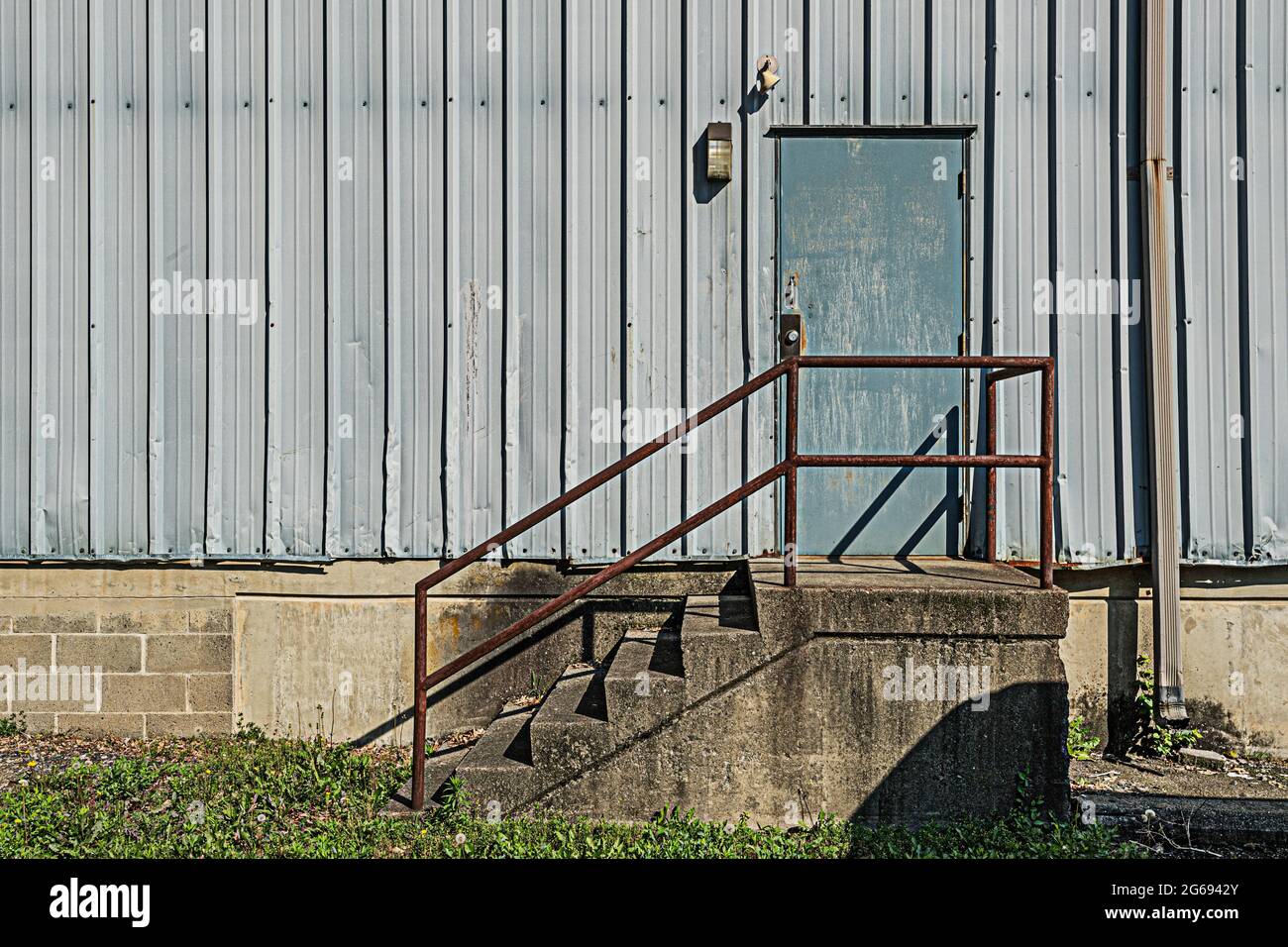 Weathered warehouse door Stock Photo