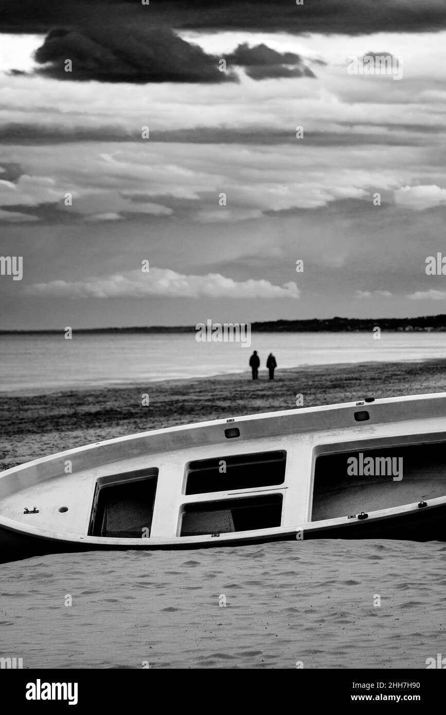 Abandoned boat on the beach Stock Photo