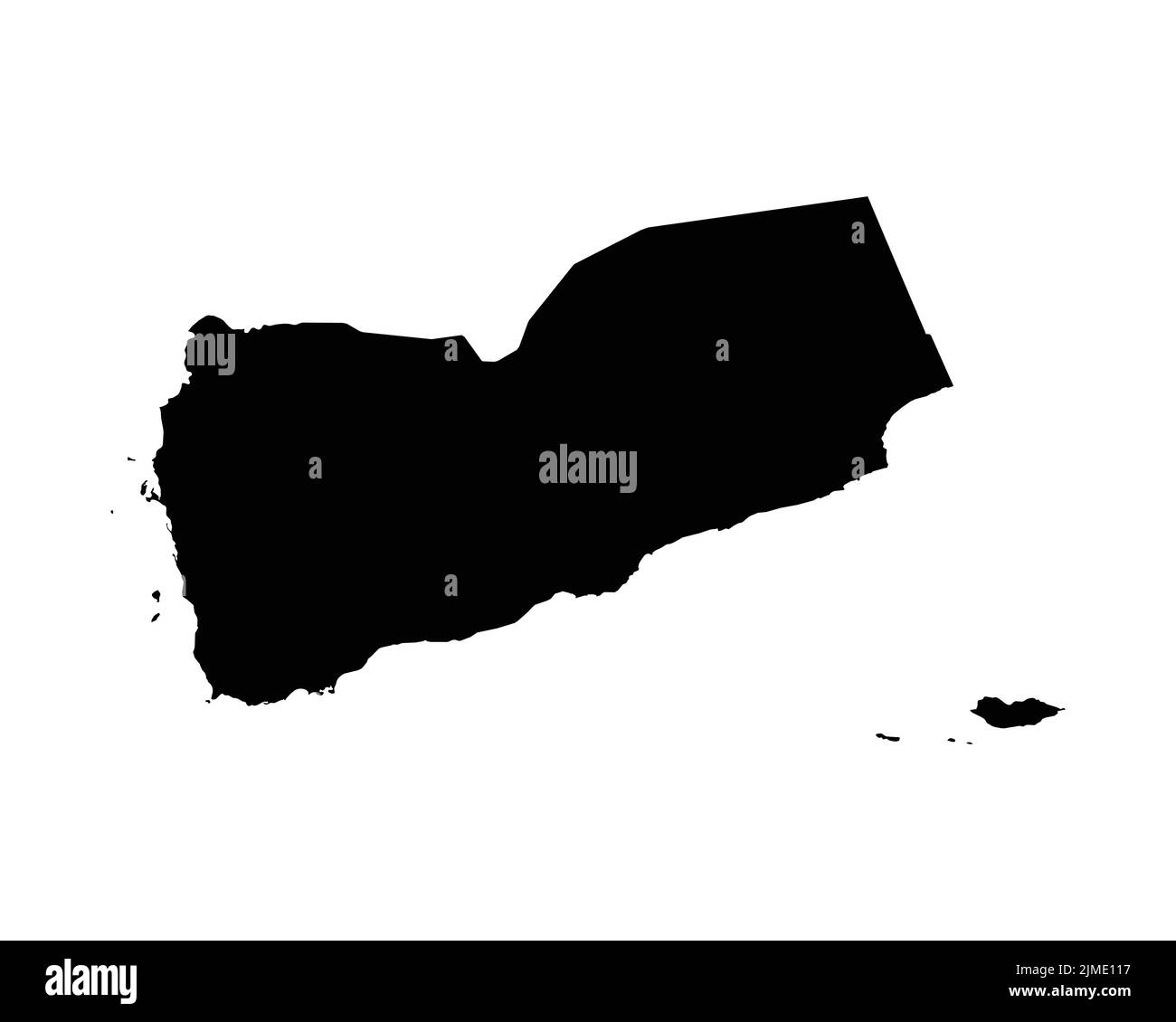 Yemen Map. Yemeni Country Map. Black and White Yemenite National Nation Geography Outline Border Boundary Territory Shape Vector Illustration EPS Clip Stock Vector