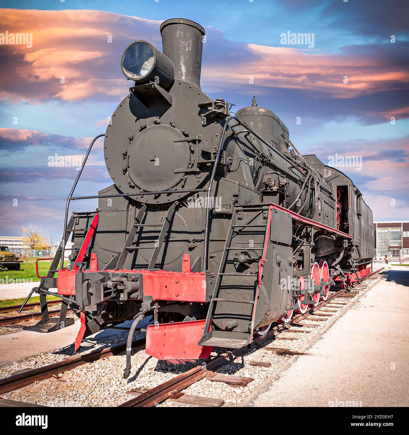 Retro black steam locomotive Stock Photo