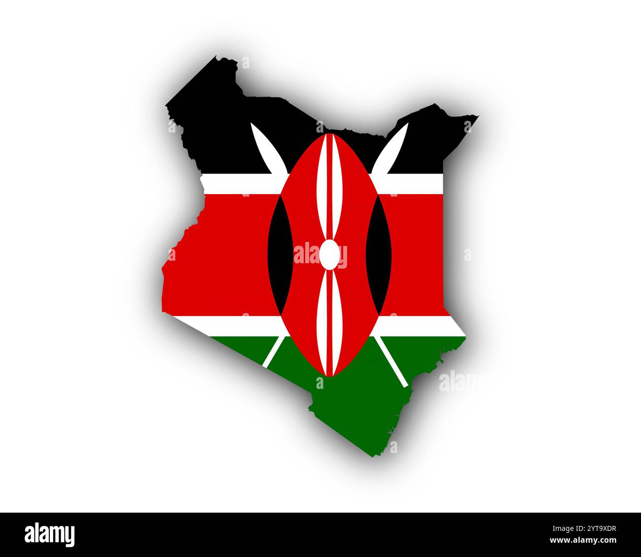 Map and flag of Kenya Stock Photo