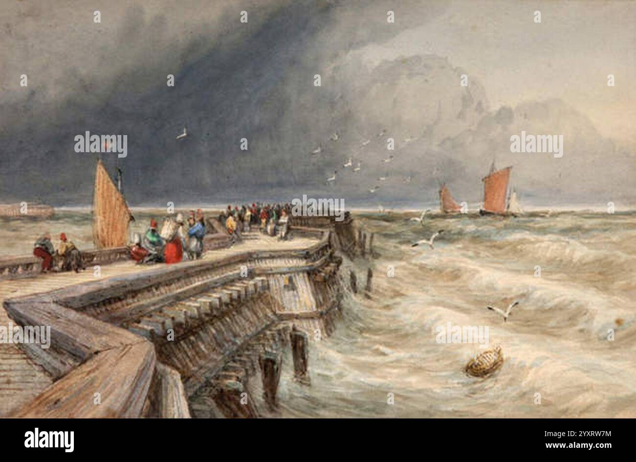 David Cox - Calais Pier Stock Photo