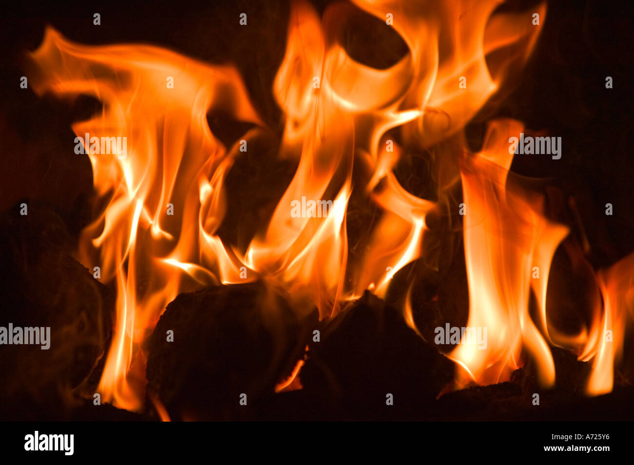 a coal fire in a hearth Stock Photo