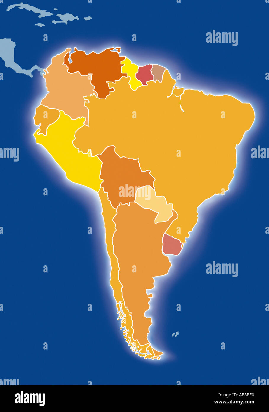 South america map hi-res stock photography and images - Alamy