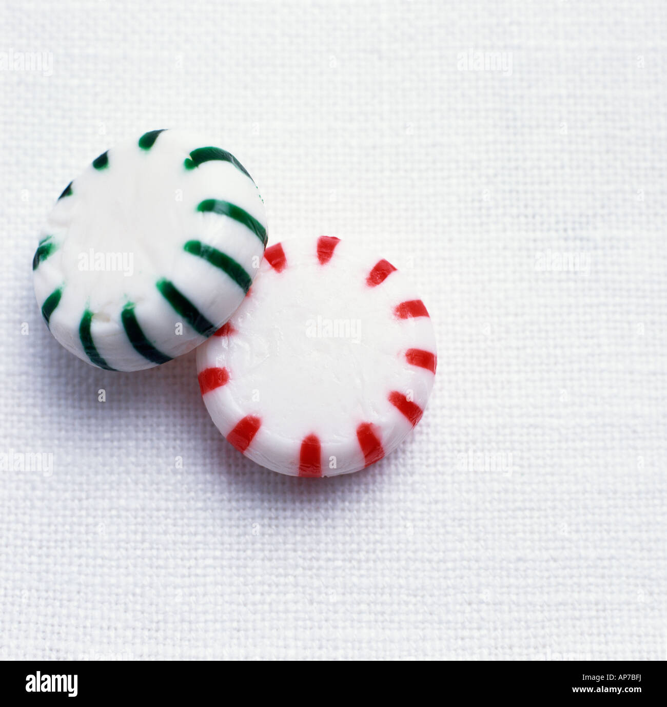 Two peppermint candies Stock Photo